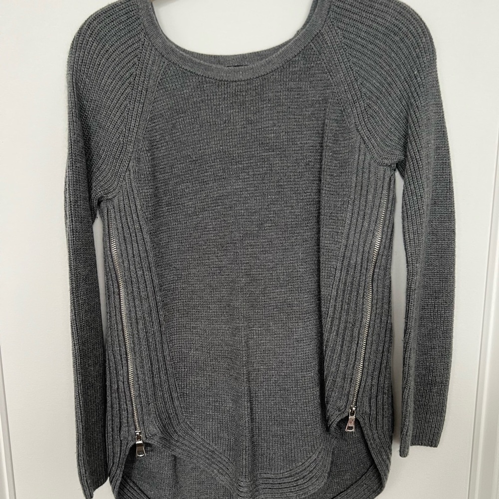 INC WOMENS zip up sweater grey size petite small